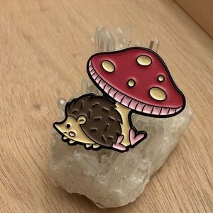 Cute Hedgehog and Mushroom Enamel Pin - BUNDLE AND SAVE